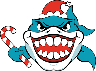 Emerald Christmas — Wave Force shark in a Santa hat